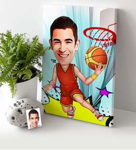 BK Gift Kişiye Özel Bay Basketbolcu Karikatür Kanvas Tablo 30x50cm