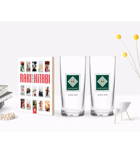 BK Gift Kişiye Özel Renkli Baskılı Osmaniye Tasarımlı Turistik İkili Rakı Bardağı ve Rakı Cep Kitabı Hediye Seti-1 (Model 1)