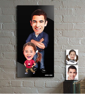 BK Gift Kişiye Özel Baba Kız Karikatür Ahşap Tablo  2