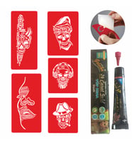 Korkusuz Kuru Kafa Modeller Kına Dövme ve Şablon Seti Tattoo Dövme
