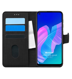 Microsonic Huawei P40 Lite E Kılıf Fabric Book Wallet Siyah