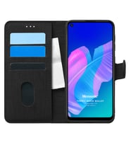 Microsonic Huawei P40 Lite E Kılıf Fabric Book Wallet Siyah
