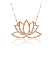 Sade Lotus Çiçeği Rose Gümüş Kolye