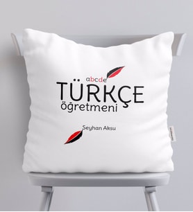 BK Gift Kişiye Özel Türkçe Öğretmeni Beyaz Yastık-2