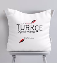 BK Gift Kişiye Özel Türkçe Öğretmeni Beyaz Yastık-2