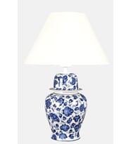 qdec Bleu Blanc Şah Vazo Abajur Lotus K.Beyaz