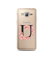 Pembe Çiçekli Harf Tasarım Süper Şeffaf Silikon Telefon Kılıfı Samsung J3 (2016)