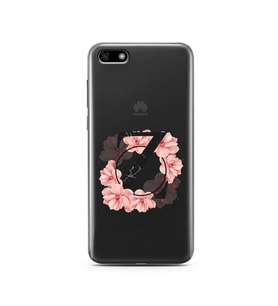 Pembe Çiçekli Harf Tasarım Süper Şeffaf Silikon Telefon Kılıfı Huawei Y5 2018 Z-