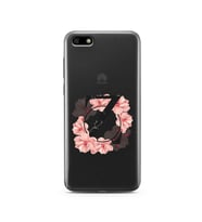 Pembe Çiçekli Harf Tasarım Süper Şeffaf Silikon Telefon Kılıfı Huawei Y5 2018 Z-