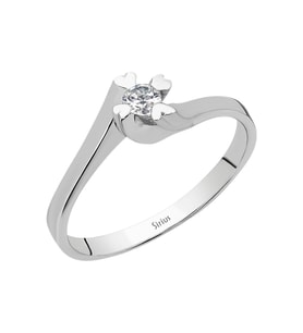 Sirius F Renk 0,08 Karat Pırlanta Kalpli Tektaş Yüzük 0704R0077