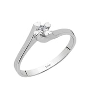 Sirius F Renk 0,08 Karat Pırlanta Kalpli Tektaş Yüzük 0704R0077