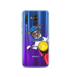 Motorcu Köpek Tasarımlı Süper Şeffaf Silikon Telefon Kılıfı Huawei Honor 20 Lite