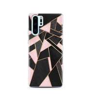 Pembe Geometri Tasarımlı Süper Şeffaf Silikon Telefon Kılıfı Huawei P30 Pro 