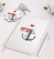 BK Gift Kişiye Özel Kaptan Beyaz Defter Kalem Ve Anahtarlık Hediye Seti-1 (Model 1)