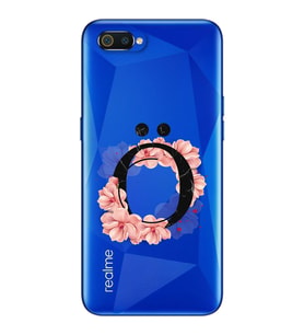 Pembe Çiçekli Harf Tasarım Süper Şeffaf Silikon Telefon Kılıfı Oppo Realmi C2 Ö-