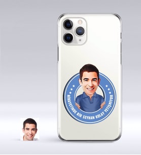 BK Gift Kişiye Özel Erkek Kolay Yetişmiyor Karikatürlü iPhone 11 Pro İnce Şeffaf Silikon Telefon Kapağı-3 (Beyaz)