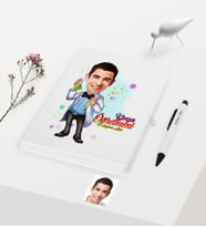 BK Gift Kişiye Özel Bay Kimya Öğretmeni Temalı Karikatürlü Beyaz Defter Kalem Hediye Seti - 3