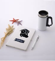 Koç Burcuna Özel İsimli Beyaz Defter Kalem Termos Mug Seti