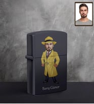 Kişiye Özel Müfettiş Karikatürlü UV Baskılı Siyah Benzinli Çakmak Bay-2