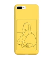 Iphone 8 Plus Çizgi Tasarımlı Sarı Lansman Telefon Kılıfı