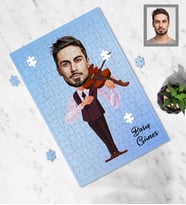 Kişiye Özel Kemancı Karikatürlü A4 99 Parça Puzzle Bay-1