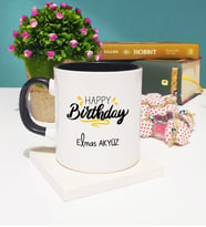 Happy Birthday Tasarımlı Kişiye Özel Doğum Günü Hediyesi Kupa Bardak Siyah