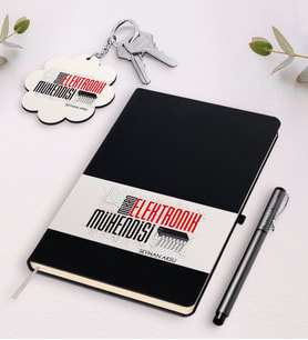 BK Gift Kişiye Özel Mikroelektronik Mühendisi Siyah Defter Kalem Ve Anahtarlık Hediye Seti-1 (Model 1)