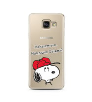Snoopy Tasarımlı Süper Şeffaf Silikon Telefon Kılıfı Samsung A3 (2017)