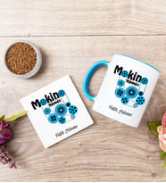 Makine Mühendisi Mavi Kupa Bardak Ve Bardak Altlığı Seti