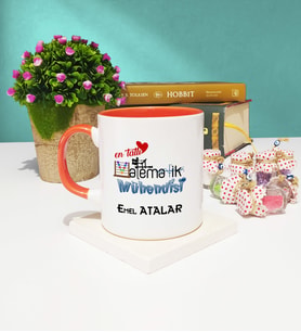 Mesajlı Matematik Mühendisi Tasarımlı Kişiye Özel Matematik Mühendisi Kupa Bardak Turuncu