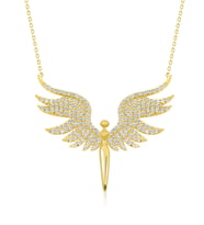 BK Gift Zirkon Taşlı Gold Melek Kolye