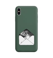 Iphone Xs Mektup Tasarımlı Koyu Yeşil Lansman Telefon Kılıfı