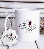 BK Gift Kişiye Özel Mesleki Patron Beyaz Kupa ve Anahtarlık Hediye Seti-4 (Model 1)