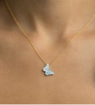 Papatya Silver 925 Ayar Altın Kaplama Opal Taşlı Gümüş Kelebek Kolye