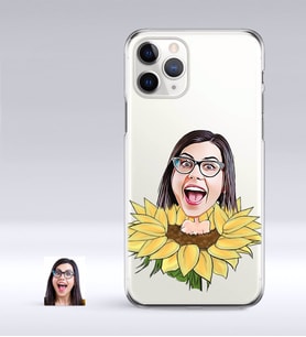 BK Gift Kişiye Özel Bayan Karikatürlü iPhone 11 Pro İnce Şeffaf Silikon Telefon Kapağı-47 (Beyaz)