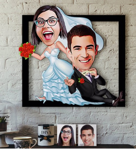 BK Gift Kişiye Özel Evleniyoruz Karikatürlü 3D Ahşap Tablo-2