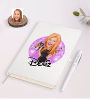 BK Gift Kişiye Özel Kadın Güzellik Uzmanı Karikatürlü Beyaz Defter ve Kalem Hediye Seti-1