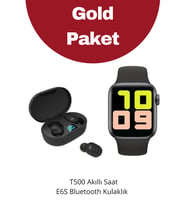 T500 Türkçe Menü Akıllı Saat + E6S Ekranlı Bluetooth Kulaklık (Siyah)