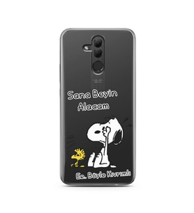 Snoopy Tasarımlı Süper Şeffaf Silikon Telefon Kılıfı Huawei Mate 20 Lite 