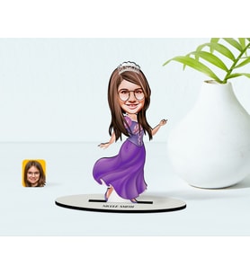 BK Gift Kişiye Özel Çocuk Prenses Karikatür Ahşap Biblo  1