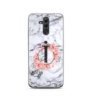 Mermer Çiçekli Harf Tasarım Süper Şeffaf Silikon Telefon Kılıfı Huawei Mate 20 L