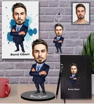 Kişiye Özel Patron Karikatürlü 5 li Hediye Seti Bay-12