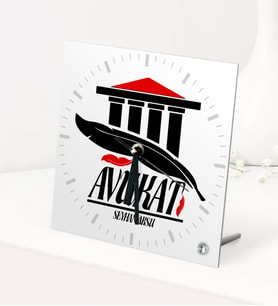 BK Gift Kişiye Özel Avukat Temalı Masaüstü Kare Cam Saat - 3 (Beyaz)