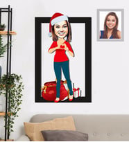 Kişiye Özel Yılbaşı Bayan Karikatürlü 3D Ahşap Tablo 30x47 Model-7