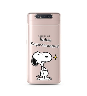 Snoopy Tasarımlı Süper Şeffaf Silikon Telefon Kılıfı Samsung A80