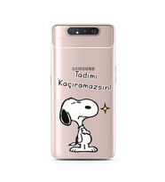 Snoopy Tasarımlı Süper Şeffaf Silikon Telefon Kılıfı Samsung A80
