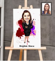 Kişiye Özel Öğretmen Karikatürlü  Ahşap Tablo 30x47 Bayan-15
