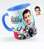 BK Gift Kişiye Özel Bay Polis Karikatürlü Mavi Kupa Bardak  7