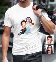 BK Gift Kişiye Özel Evleniyoruz Karikatür Beyaz Erkek Tişört  2