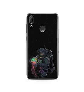 Uzay Kız Tasarım Süper Şeffaf Silikon Telefon Kılıfı Huawei Y7 2019